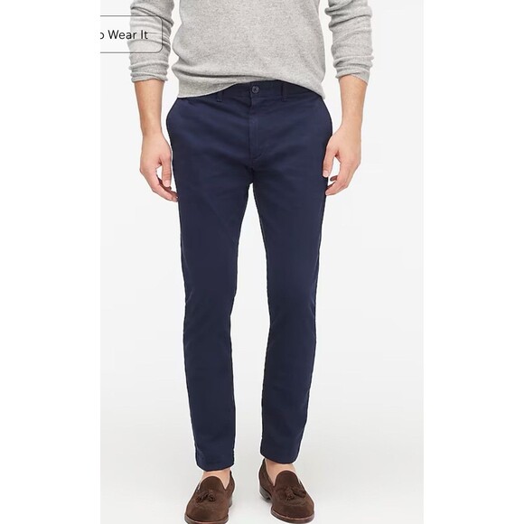 J.Crew NWT Mens $90 250 skinny-fit pant in stretch chino Navy 29 X 32 AB613